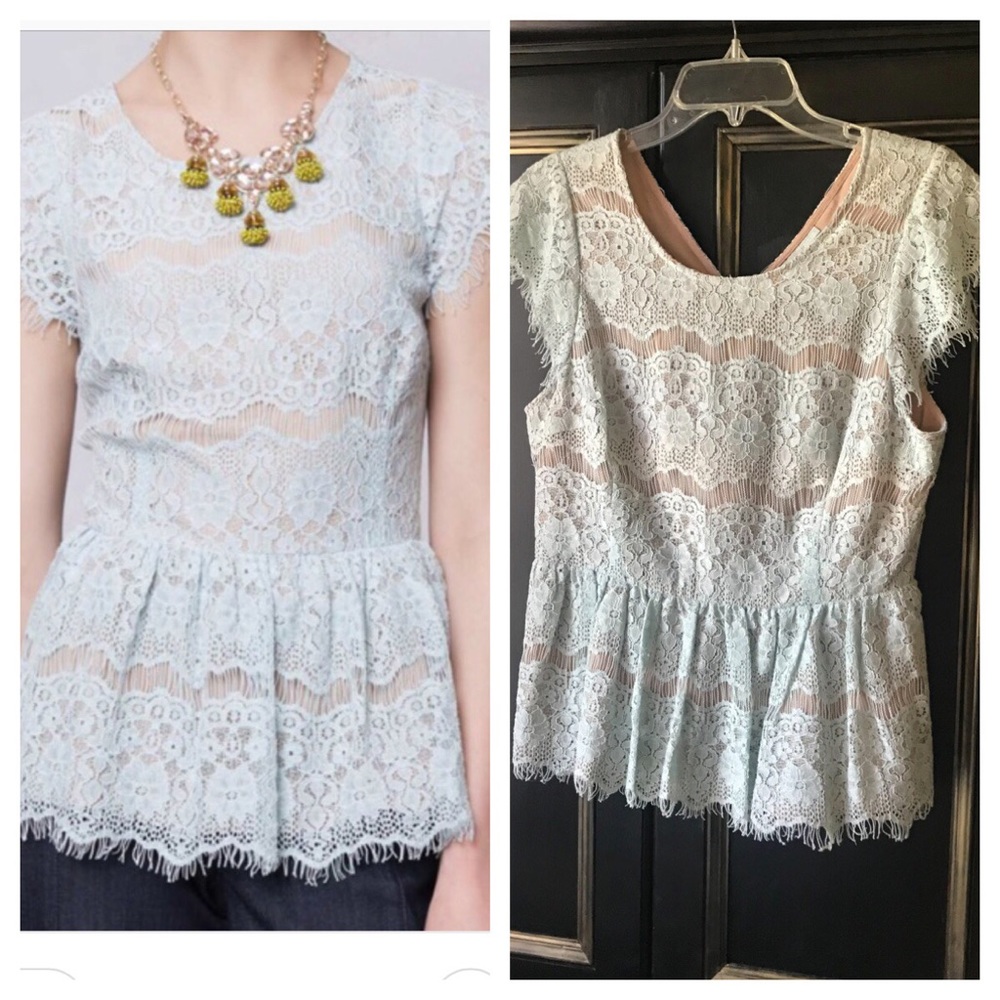 Anthropologie Maeve katrine lace peplum top